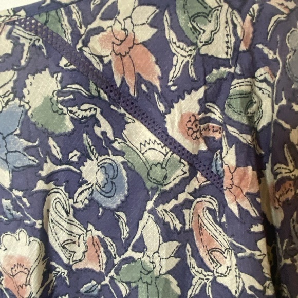 Lucky Brand Blue Fall Floral Shirt Blouse Boho Peasant Women's Size Small - Picture 8 of 13